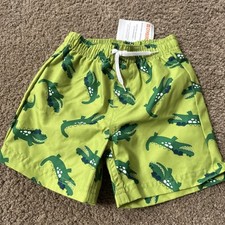 Nwt Gymboree Swim Shop Cool Alligator Crocodile Swim Shorts Suit Boys Size 3t