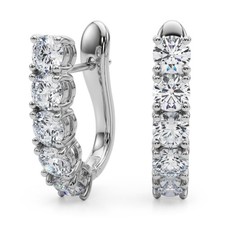 D-E/VS 2CT Round Lab Grown Diamond Hoop Earrings Platinum Claw Set | UK Made