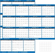 2026 wall calendar 24 x 36 wet dry erase reversible yearly planner