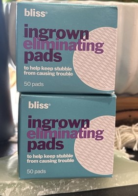 Lot 2 Bliss Ingrown Eliminating Pads Green Tea Oat Extract 100 Count Total