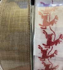 2 Pack Member's Mark Ribbon 1.5 Inch 100 Yds Total Wired Edge Santa Burlap New