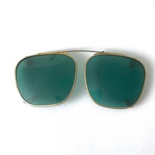 Vintage Polaroid Gold Toned Metal Clip On Sunglasses With Green Lenses