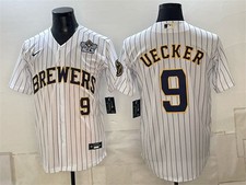 Milwaukee Brewers 9 Bob Uecker White 2026 NLCS Patch Stitched Jersey - Men's