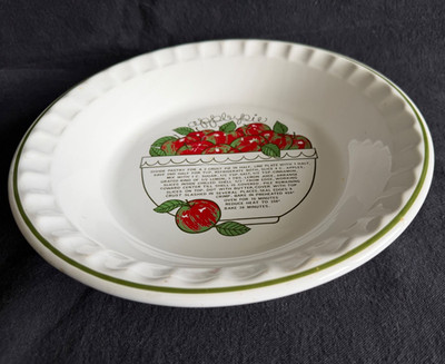 Apple Pie Recipe 11'' Plate~ Reading China & Glass Co.~Portugal ~Ceramic Pie Dish