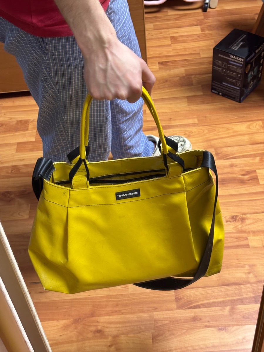 Freitag F551 Sally Yellow Tote Bag Vintage 90s-00s Recycled Truck