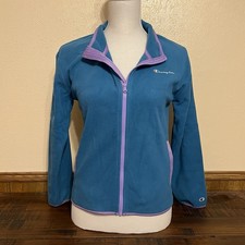 Girls Champion Fuzzy Fleece Zip Up Jacket Teal Blue Purple - XL XLarge 16
