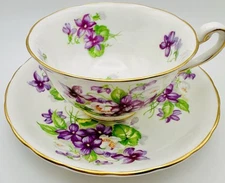 Royal Chelsea Spring Violets Cup & Saucer; Vintage Purple Teacup England