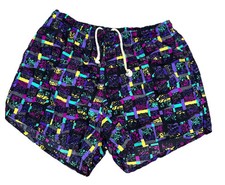 Vintage 90s Athletic Works Retro Swim Trunks Size Medium