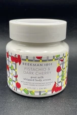 BEEKMAN 1802 PISTACHIO & DARK CHERRY GOAT MILK WHIPPED BODY CREAM 8 oz Free Ship