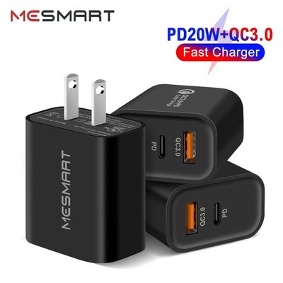 Lot US 2-Port Black PD QC3.0 Power Adapter AC Home Wall Charger Plug Universal