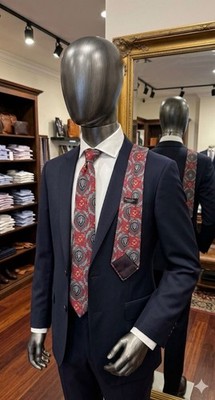 Christian Dior Monsieur Vintage Red Paisley Medallion Silk Tie