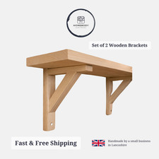 2 x rustic wooden brackets solid pine shelf supports shelf fixings