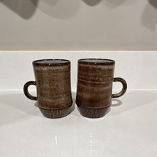 Vintage Creigiau Set of 2 Brown Speckled Stoneware Coffee Mugs Vintage/Retro .