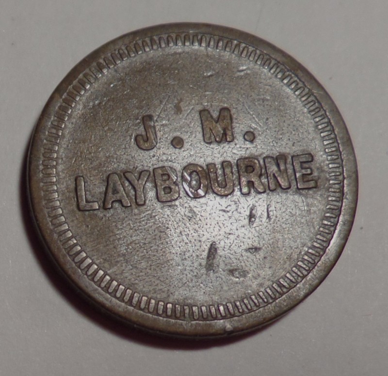 Park River North Dakota ND trade token J. M. Laybourne 5¢ brass