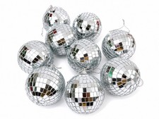 9PCS Silver Disco Mirror Ball Ornaments 8cm /Party Decoration/Cake Topper