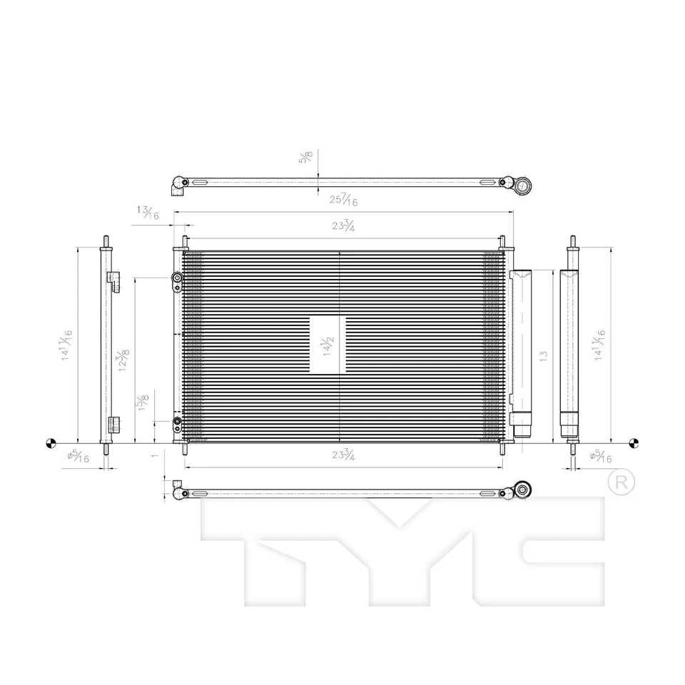 Condensador de aire acondicionado TYC 4102 para Toyota Prius C 12-19 Foto 3 de 4