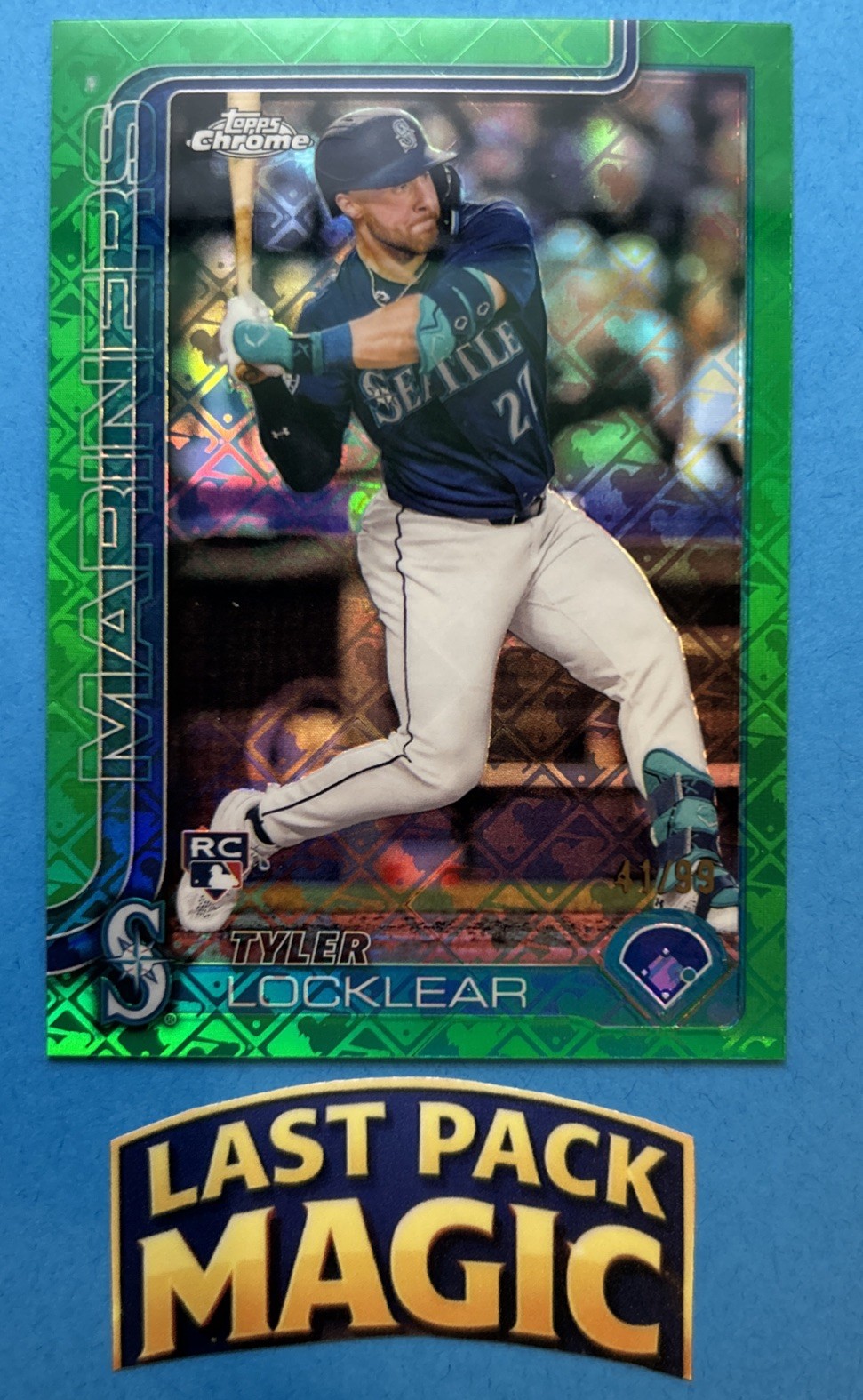 2025 Topps Chrome - Tyler Locklear #41 Green Logofractor 41/99 (RC) MARINERS