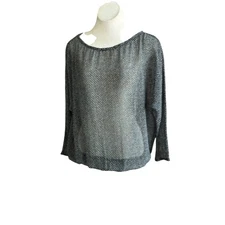 Ruti Black and white Mini Polka Dot Sheer Peasant Top Long Sleeve One Size