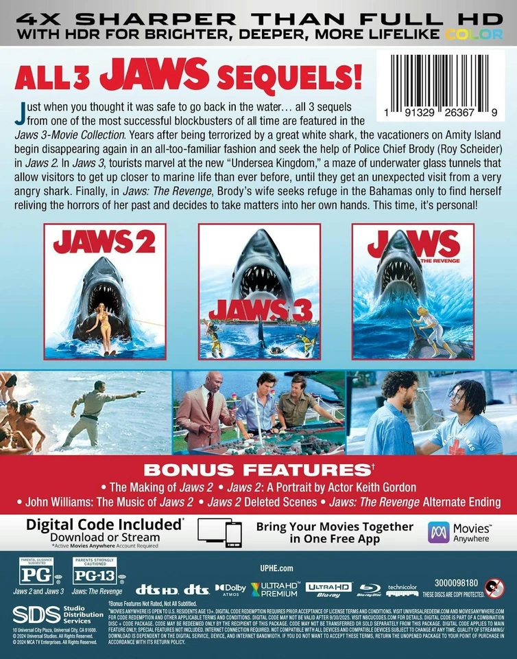 Jaws 3-Movie Collection - 4K Ultra HD + Blu-ray + Digital 4K UHD Blu-ray  NEW Foto 4 de 4