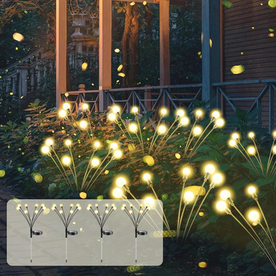 SCNNC Firefly Solar Glühwürmchen Gartenlichter 8 LED, 2 Modi Swinging Glühwürmch