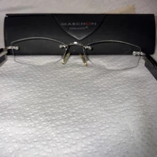 Marchon Airlock 2 Glasses/Case  AL800/64 001 Rimless Frames Only Black 50 18 135