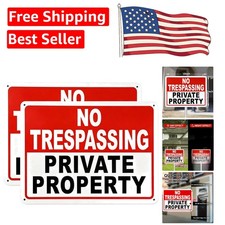 Weatherproof 2-Pack No Trespassing Signs  10x7 Inch Private Property Warning