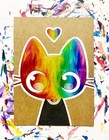 ACEO ORIGINAL Cat Black GAY PRIDE LGBT rainbow love colored pencil cloud cat art — photo 1