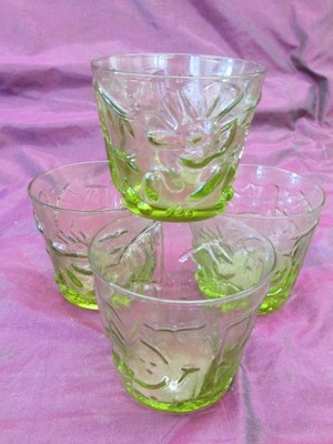 4 Mid Century BENGT EDENFALK, Sweden TROLL design small hiball glasses Green