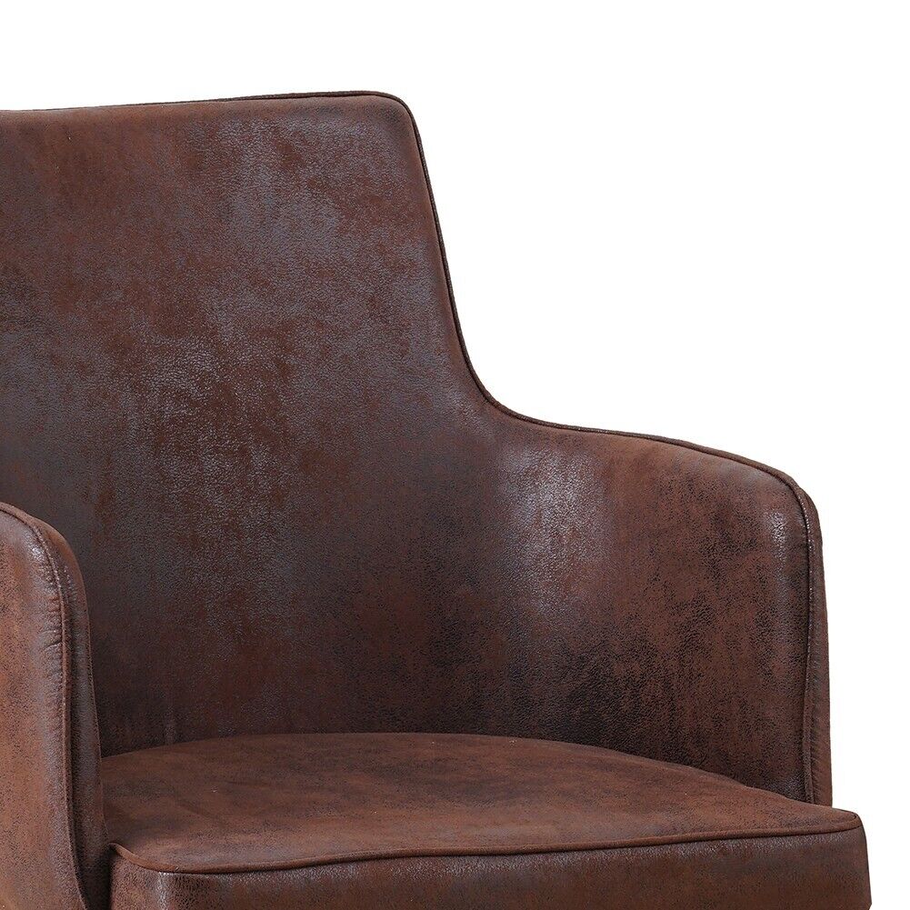 Set of 2 Suede Brown Dining Chairs With Armrest Metal legs Set of 2 Suede Brown Dining Chairs With Armrest Metal legs