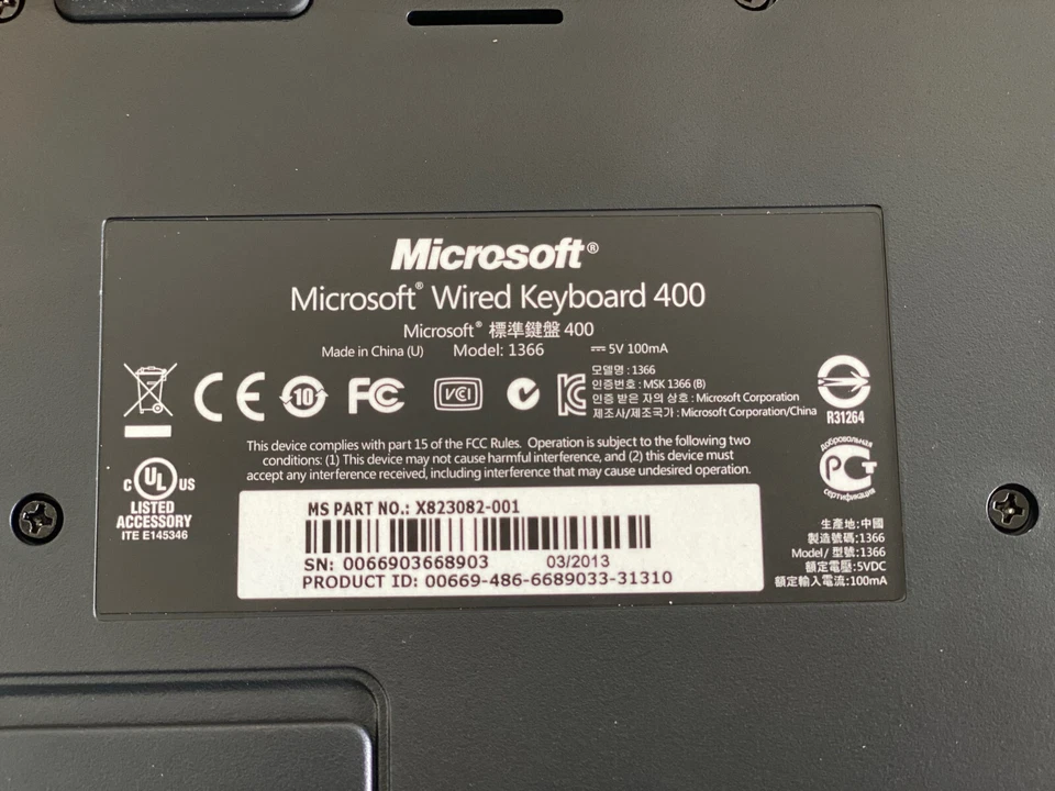 Microsoft 400 Wired Englische Tastatur Keyboard 1366 Schwarz - Bild 3 von 4