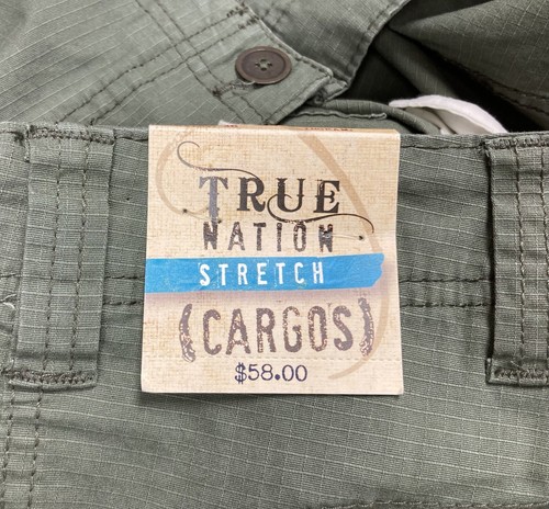 True Nation Stretch Cargo Shorts Herren 46 Olivgrün Relaxed Ripstop Neu Mit Etikett - Bild 6 von 7