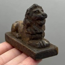 rare ancient roman obsidian stone military lion ornament perched lion
