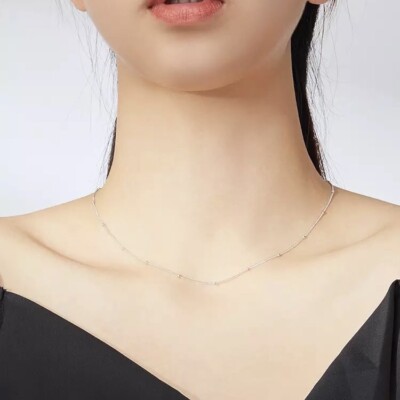 Zierliche Perlen 925 Sterling Silber Halskette feiner Schmuck Geschenk für Sie Frauen
