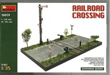 Cruce de ferrocarril MiniArt, sección adoquinada, serie Diorama en 1/35 36059