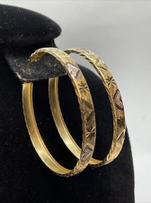 CUTE Solid 14K Yellow Gold Diamond Cut HOOP Earrings Diameter 50mm 5.3gr.