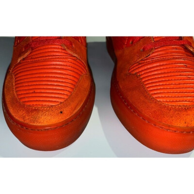 BALENCIAGA Red Pleated Leather Suede High Top Sneakers | eBay