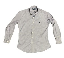 Ralph Lauren Men's Medium 15.5 Blue/white Striped Custom Fit Long Sleeve Shirt