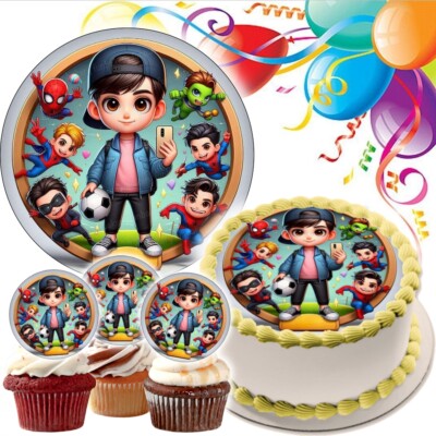 Superhero Cake Topper Party Deco Edible Birthday Celebration Cupcake Comic Boy