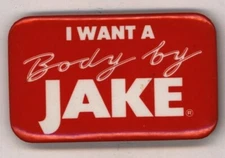 1980s  Samuel Goldwyn Co. I Want A Body By Jake 2 3/4"  Pinback Button 