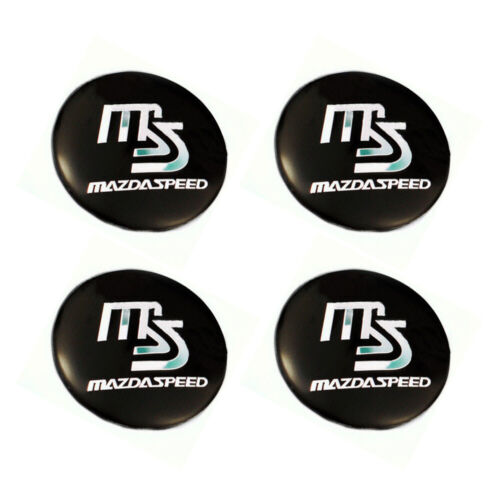 4pcs Car Wheel Center Black Silver MS MAZDASPEED Logo Hub Cap Sticker for Mazda - Picture 1 of 4