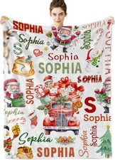 Personalized Christmas Baby Blanket for Girls Boys Santa Claus Custom Blanket