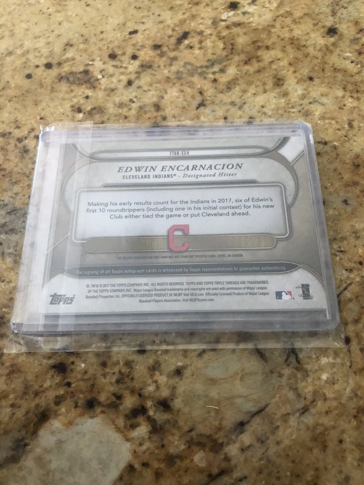 Topps Triple Threads Edwin Encarnación 2017 juego automático usado autógrafo 3/9 Foto 2 de 2