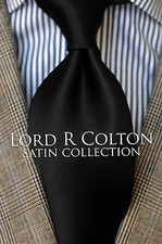 Lord R Colton Satin Tie - Solid Onyx Black Silk Necktie - 79 Retail 58 x 3.25