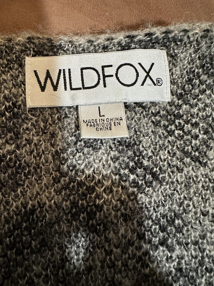 Suéter cárdigan de otoño WILDFOX para mujer talla grande gris estampado animal mezcla alpaca Foto 4 de 4