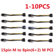 1-10PCS 15Pin SATA Male To 8pin 6 2 PCI-E Male Video Card Power Adapter Cable