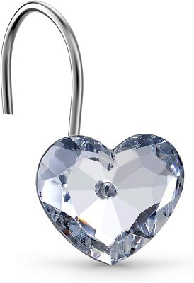 Clear Heart Shower Curtain Hooks RingsSet of 12 Bling Decorative Shower Curta...