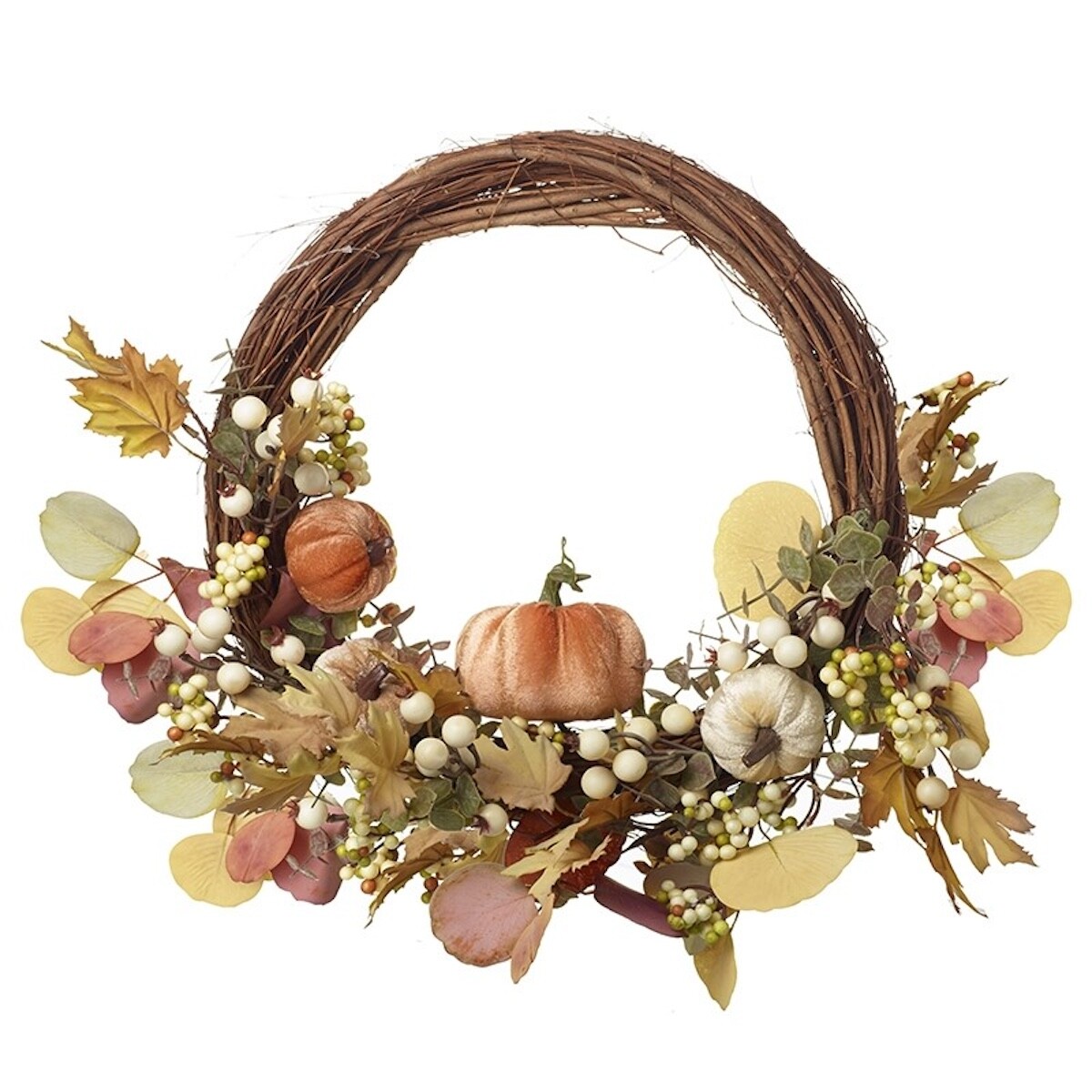 Heaven Sends Autumnal Plush Pumpkin Decorative Wreath Pretty Homeware Decoration