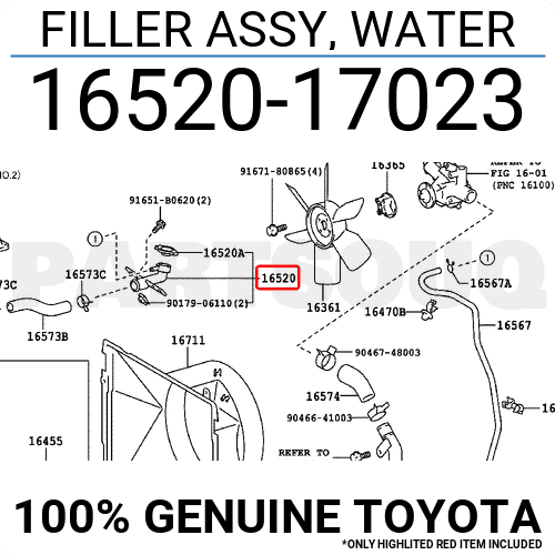 1652017023 Genuine Toyota FILLER ASSY, WATER 16520-17023 | eBay