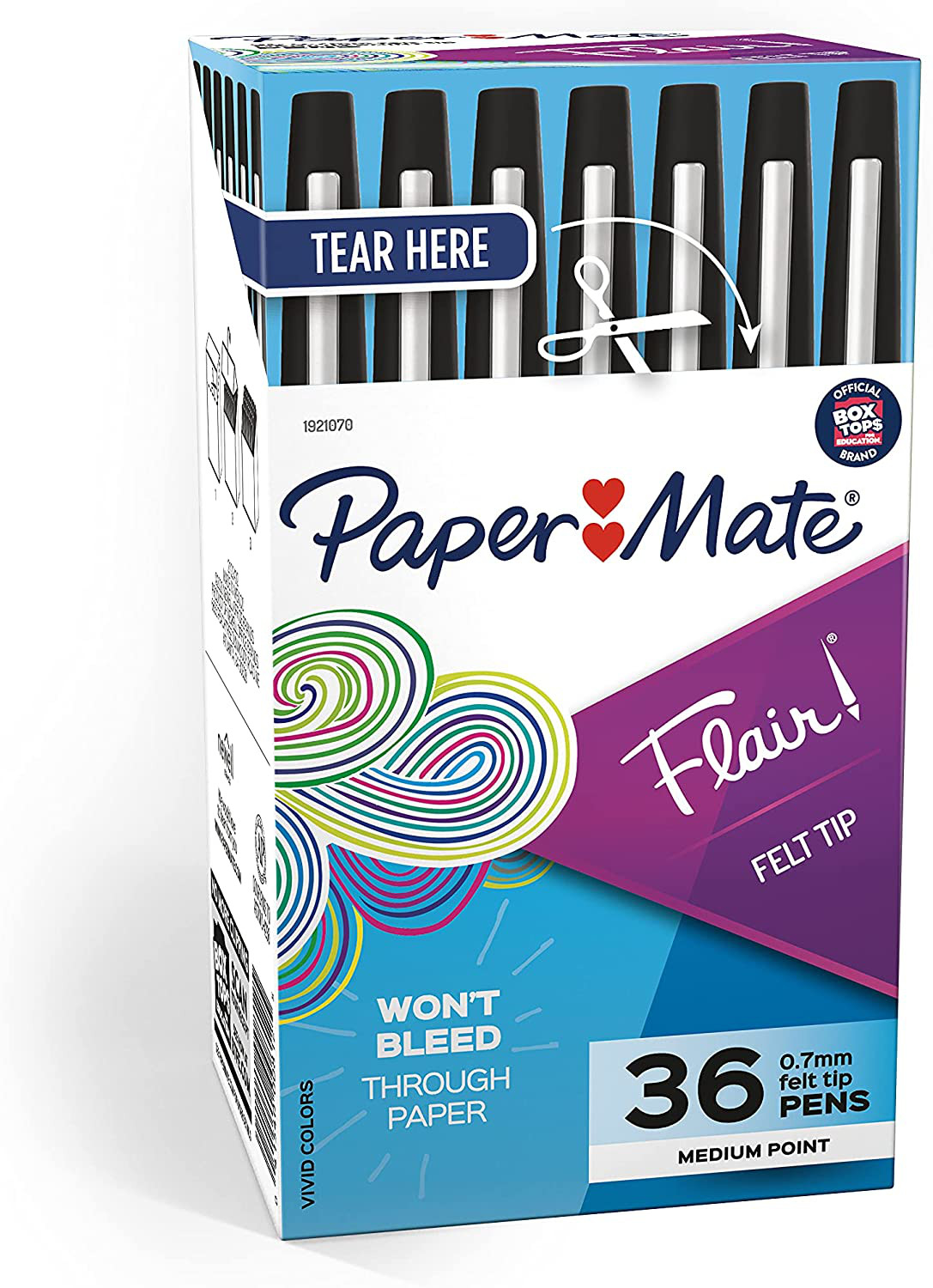 Paper Mate Felt Tip Pens Flair Marker Pens, Medium Point, Black, 36 Count
