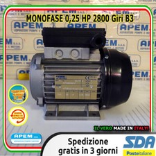 Motore Elettrico MONOFASE 0,25 Cv 0,18 Kw 0,25 Hp 2800 B3 GIRI vari utilizzi